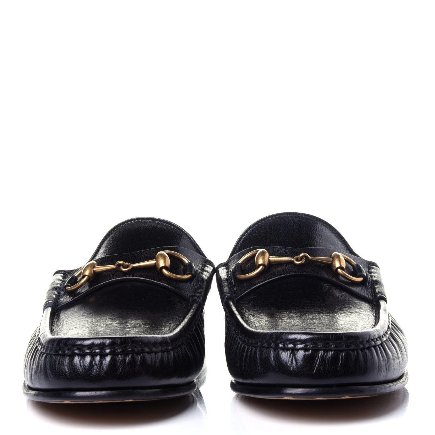 Gucci Goatskin Stripe Mens Horsebit Slingback Slippers 10 Black 2 of 11