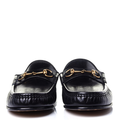 Gucci Goatskin Stripe Mens Horsebit Slingback Slippers 10 Black 2 of 11
