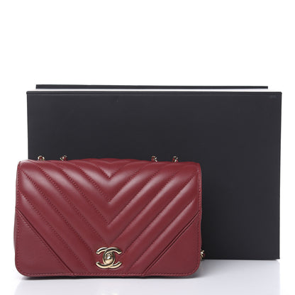 Chanel Calfskin Chevron Quilted Mini Statement Flap Burgundy 16 of 16