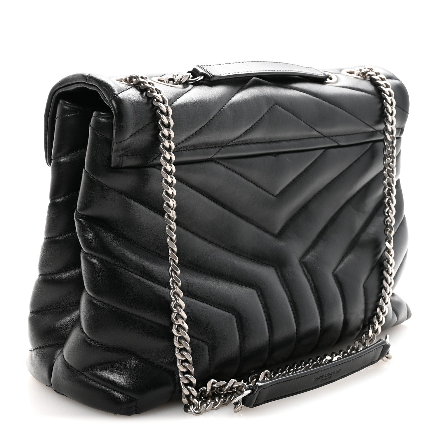 Saint Laurent Calfskin Y Quilted Monogram Medium Loulou Chain Satchel Black 3 of 9
