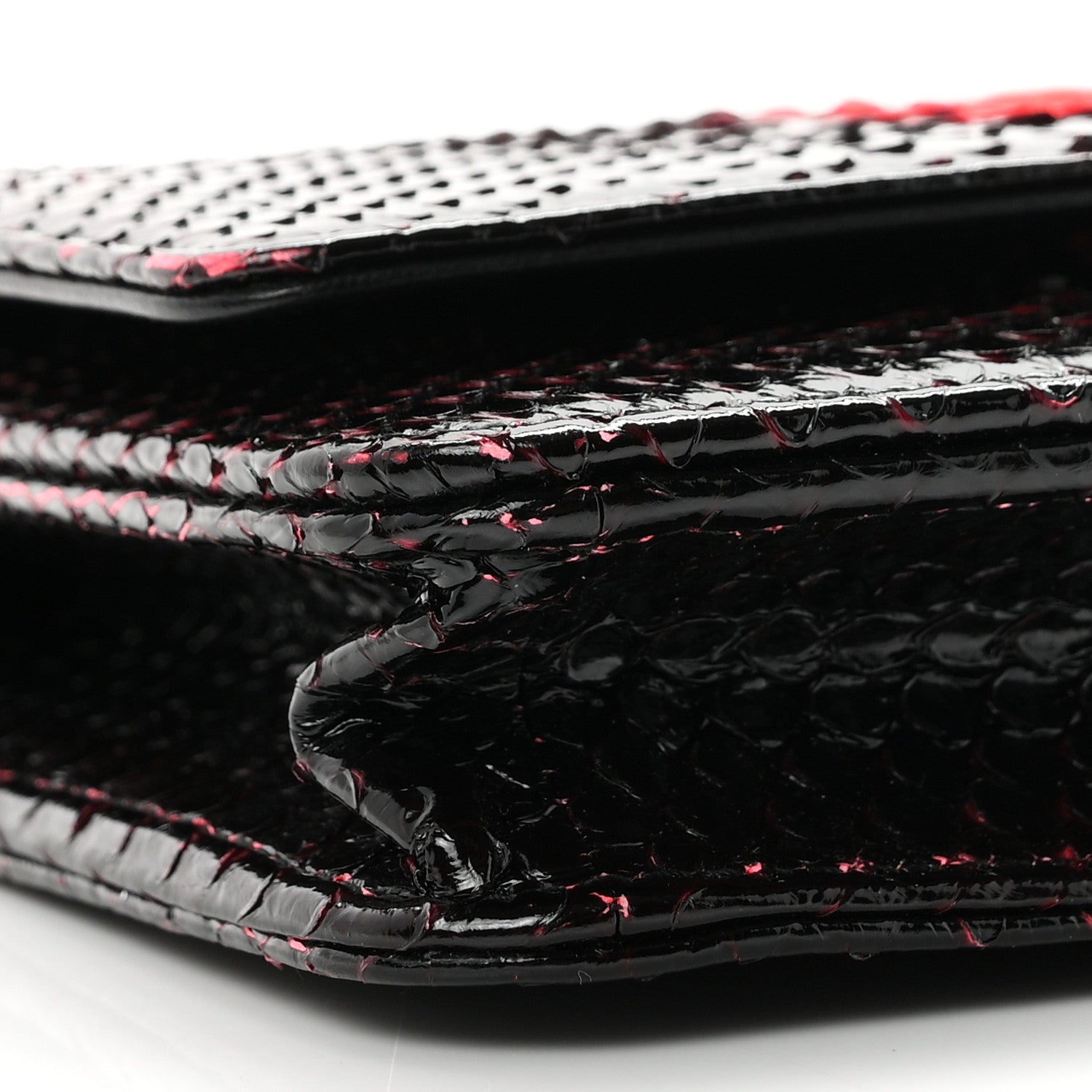 Chanel Snakeskin Wallet On Chain WOC Black Red 9 of 13