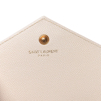 Saint Laurent Grain De Poudre Matelasse Chevron Monogram Chain Wallet Porcellana 6 of 9