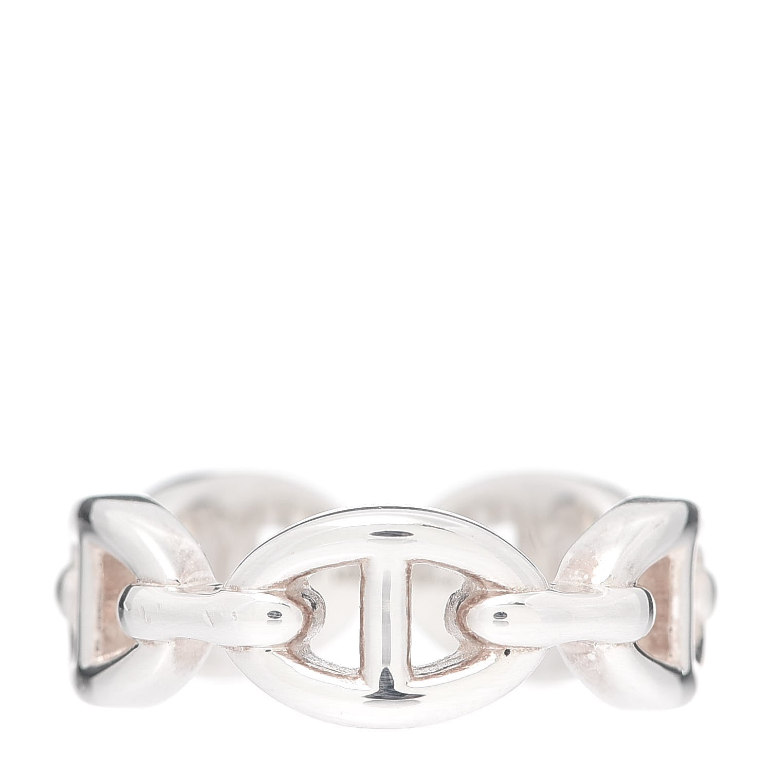 Hermes Sterling Silver PM Chaine d'Ancre Enchainee Band Ring 52 6 1 of 7