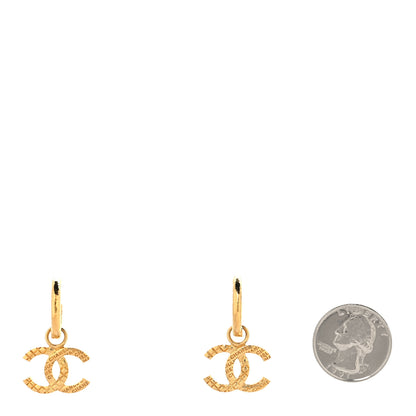 Chanel Quilted CC Logo Hoop Earrings Gold 3 of 8