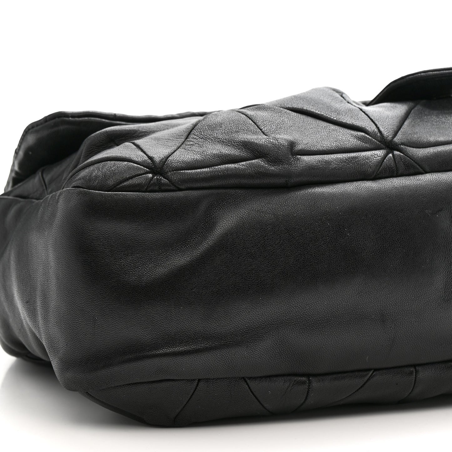 Lambskin Quilted Soft Squares Origami Flap Black