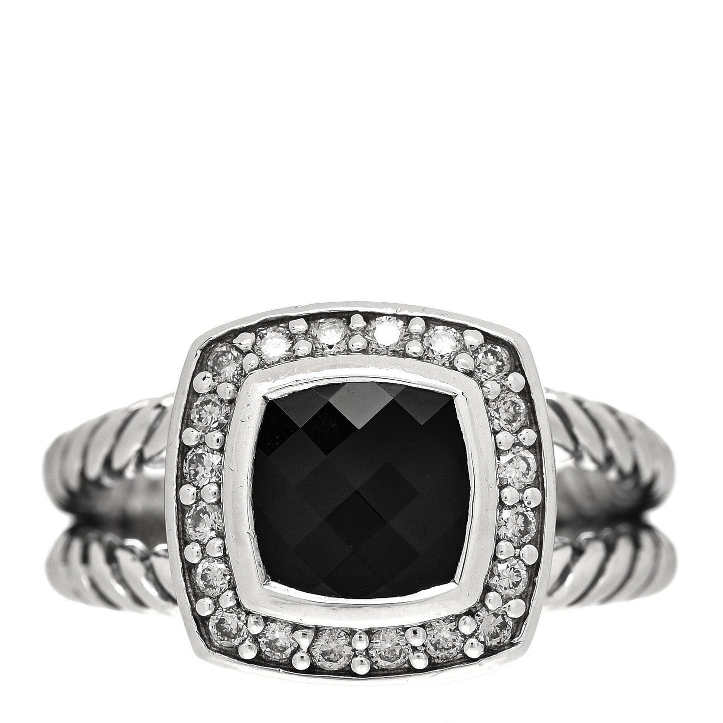 Sterling Silver Diamond Black Onyx 7mm Petite Albion Ring 49 4.75