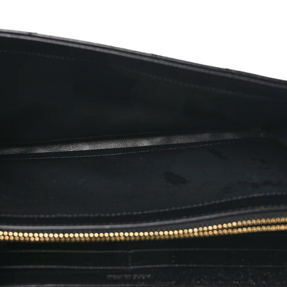 Saint Laurent Grain De Poudre Matelasse Chevron Monogram Chain Wallet Black 5 of 10