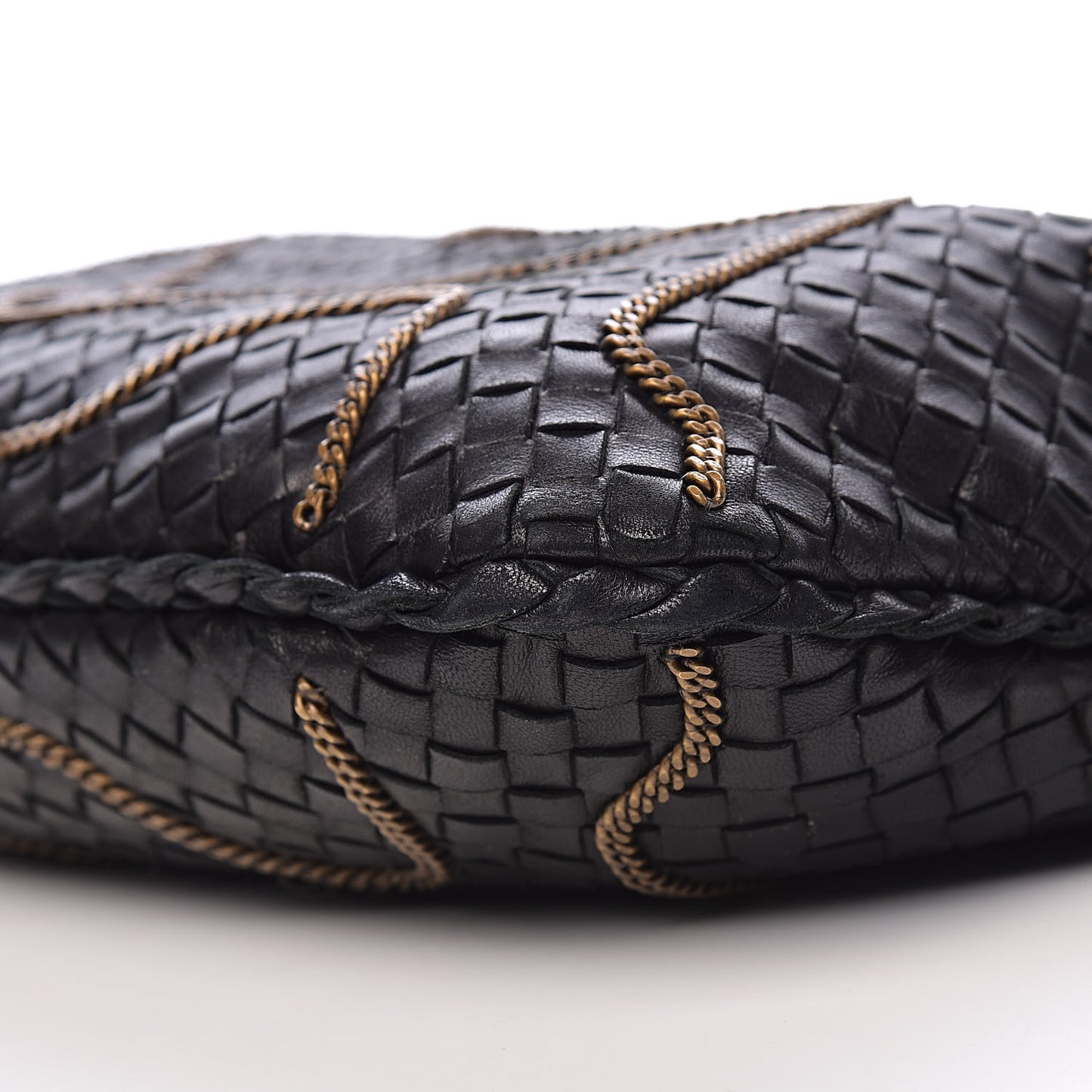 Nappa Intrecciato Medium Veneta Chain Hobo Black