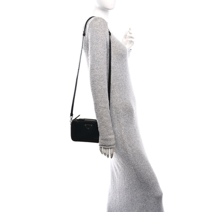 Prada Spazzolato Metal Triangle Logo Mini Pouch Shoulder Bag Black 2 of 9