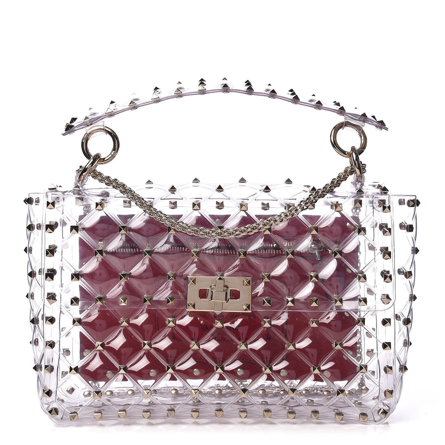 PVC Medium Rockstud Spike Shoulder Bag