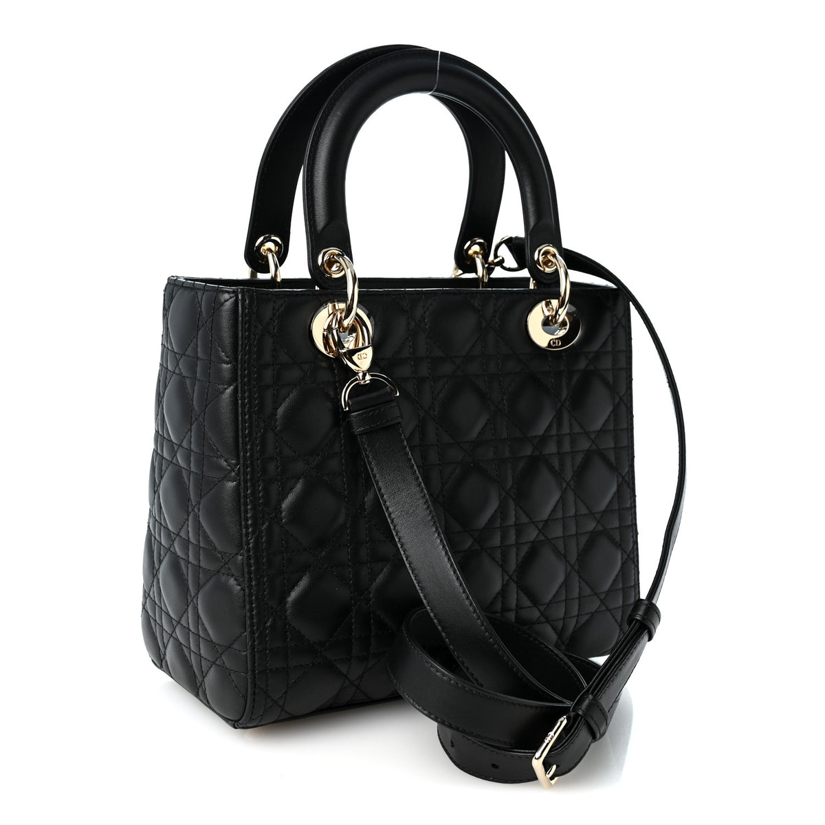 Christian Dior Lambskin Cannage Medium Lady Dior Black 3 of 10