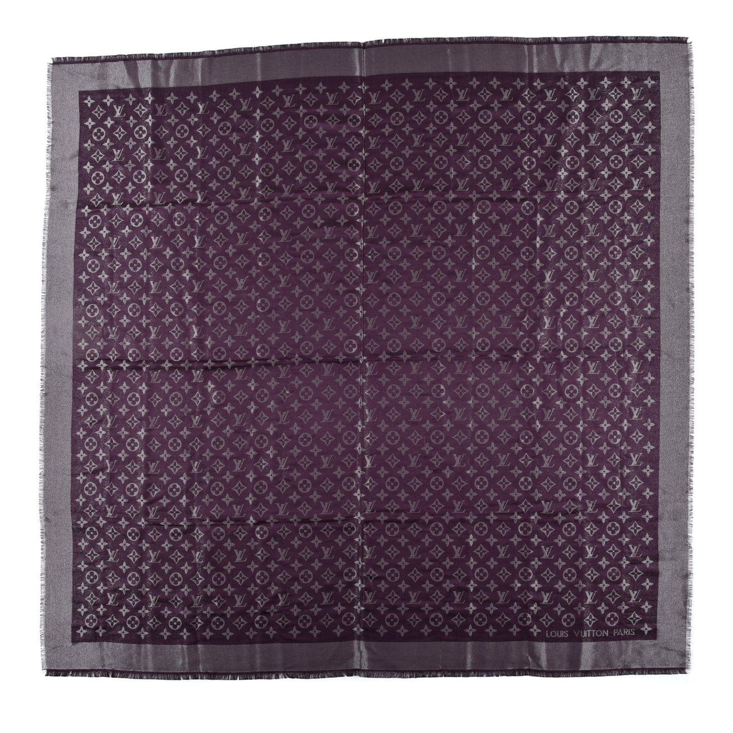 Silk Lurex Wool Monogram Shine Shawl Amarante