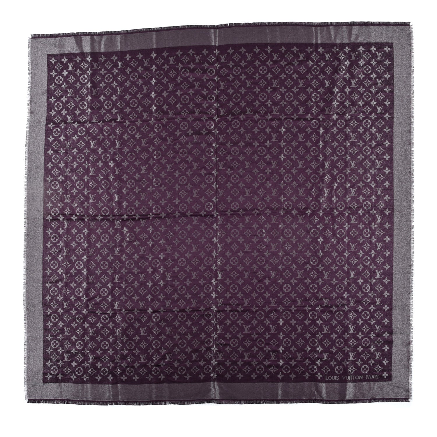 Louis Vuitton Silk Lurex Wool Monogram Shine Shawl Amarante 1 of 3