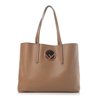 Fendi Vitello Vienna Enamel F is Fendi Shopping Tote Miele Scuro Taupe 2 of 5