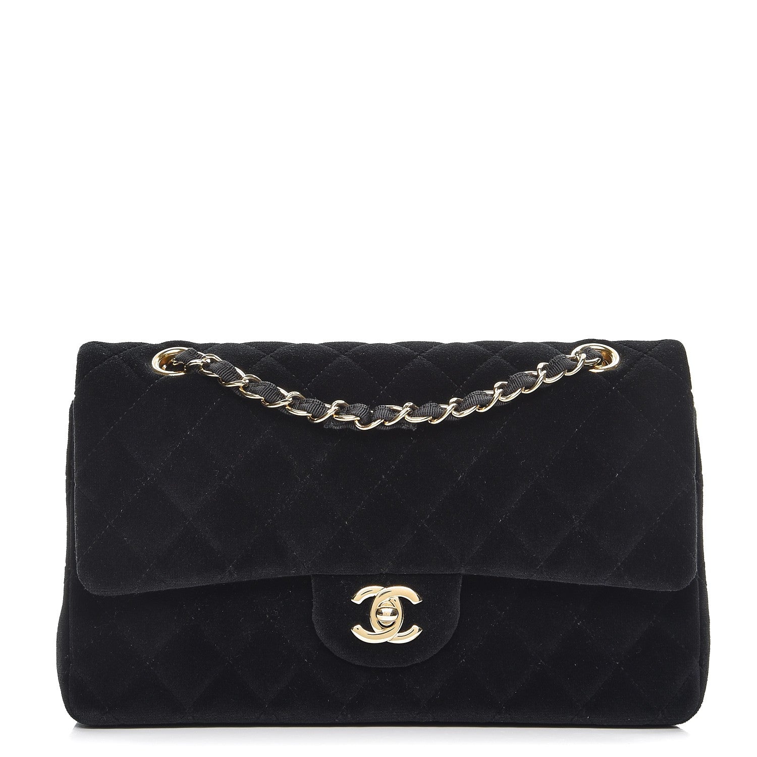 Chanel Velvet Quilted Medium Double Flap Black 1 of 9