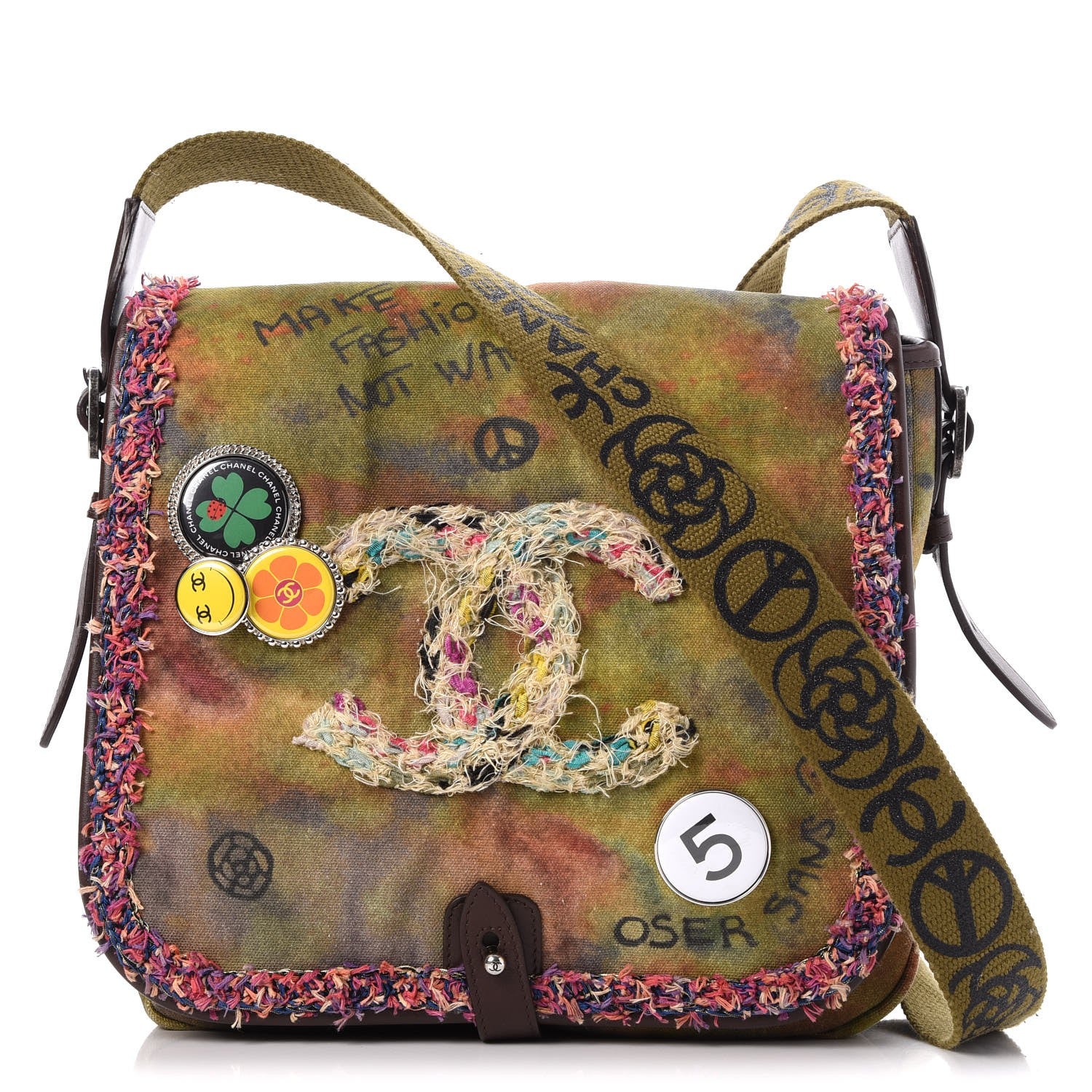 Chanel Washed Toile Graffiti On The Pavements Messenger Khaki Multicolor 1 of 8
