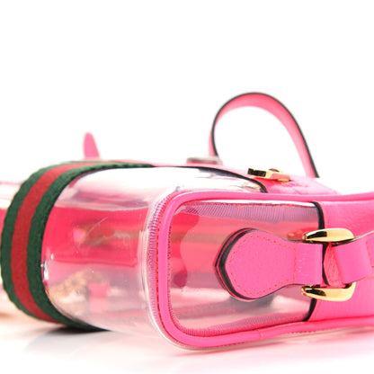 Gucci Vinyl Web Mini Ophidia Transparent Shoulder Bag Fluorescent Fuchsia 7 of 12