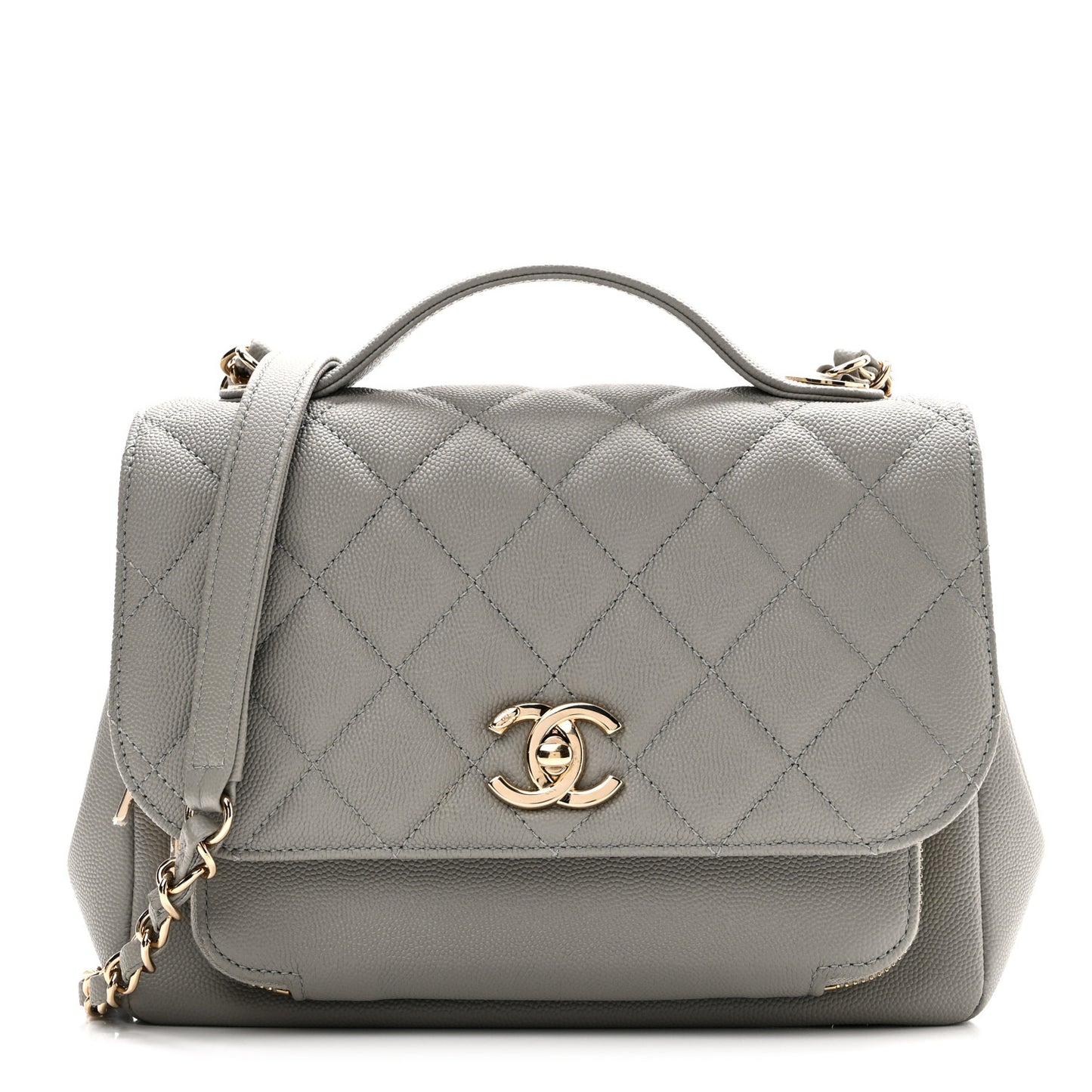 Caviar Quilted Medium Business Affinity Flap Grey