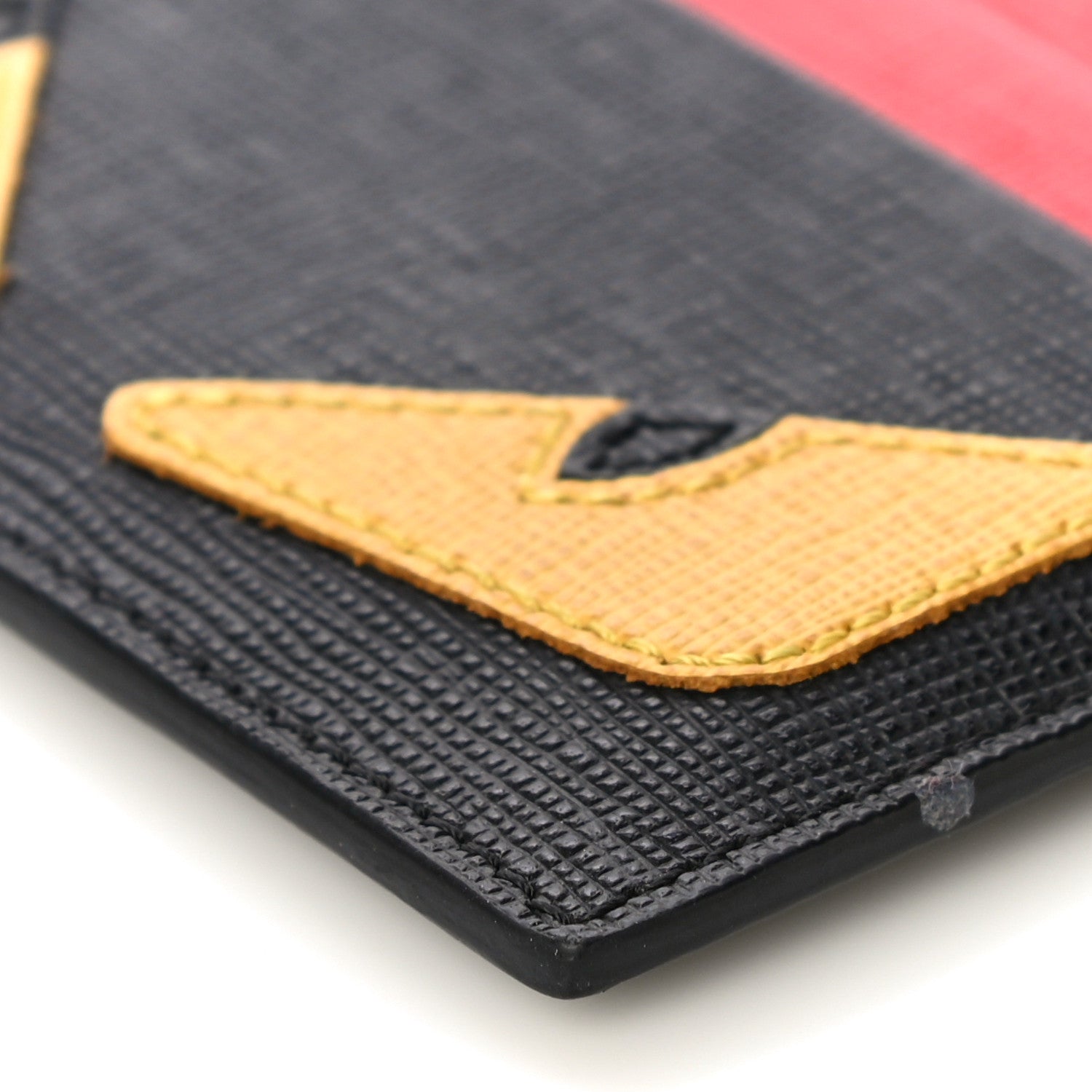 Fendi Vitello Elite Monster Eyes Card Holder Black Yellow Red 10 of 11