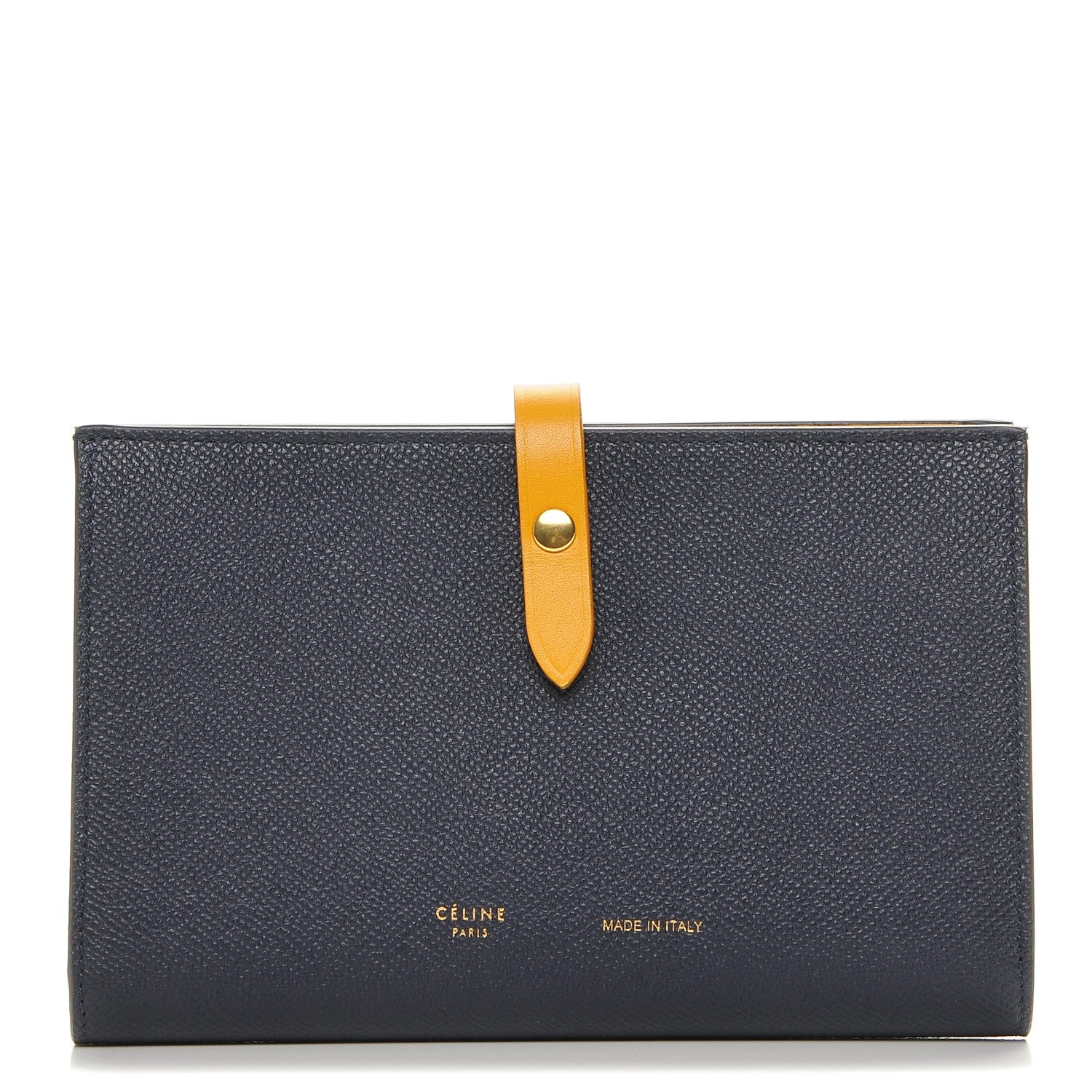 Celine Grained Shiny Calfskin Large Multifunction Strap Wallet Midnight 1 of 7
