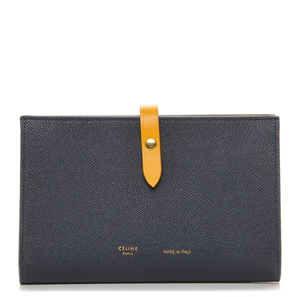 Celine Grained Shiny Calfskin Large Multifunction Strap Wallet Midnight 1 of 7