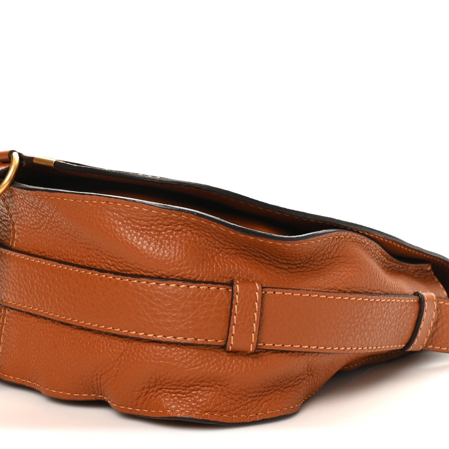 Grained Calfskin Medium Marcie Saddle Bag Tan