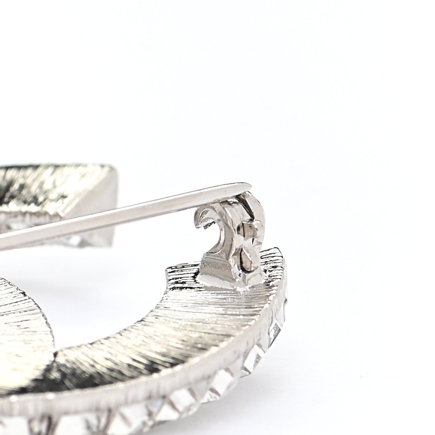 Baguette Crystal CC Brooch Silver
