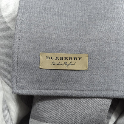 Burberry Wool Solid to Check Charlotte Cape Scarf Light Grey 4 of 4