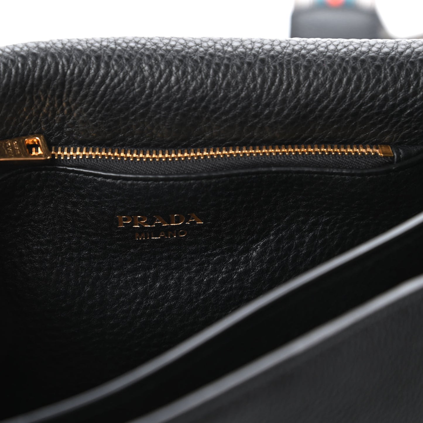 Vitello Daino Double Strap Flap Crossbody Black