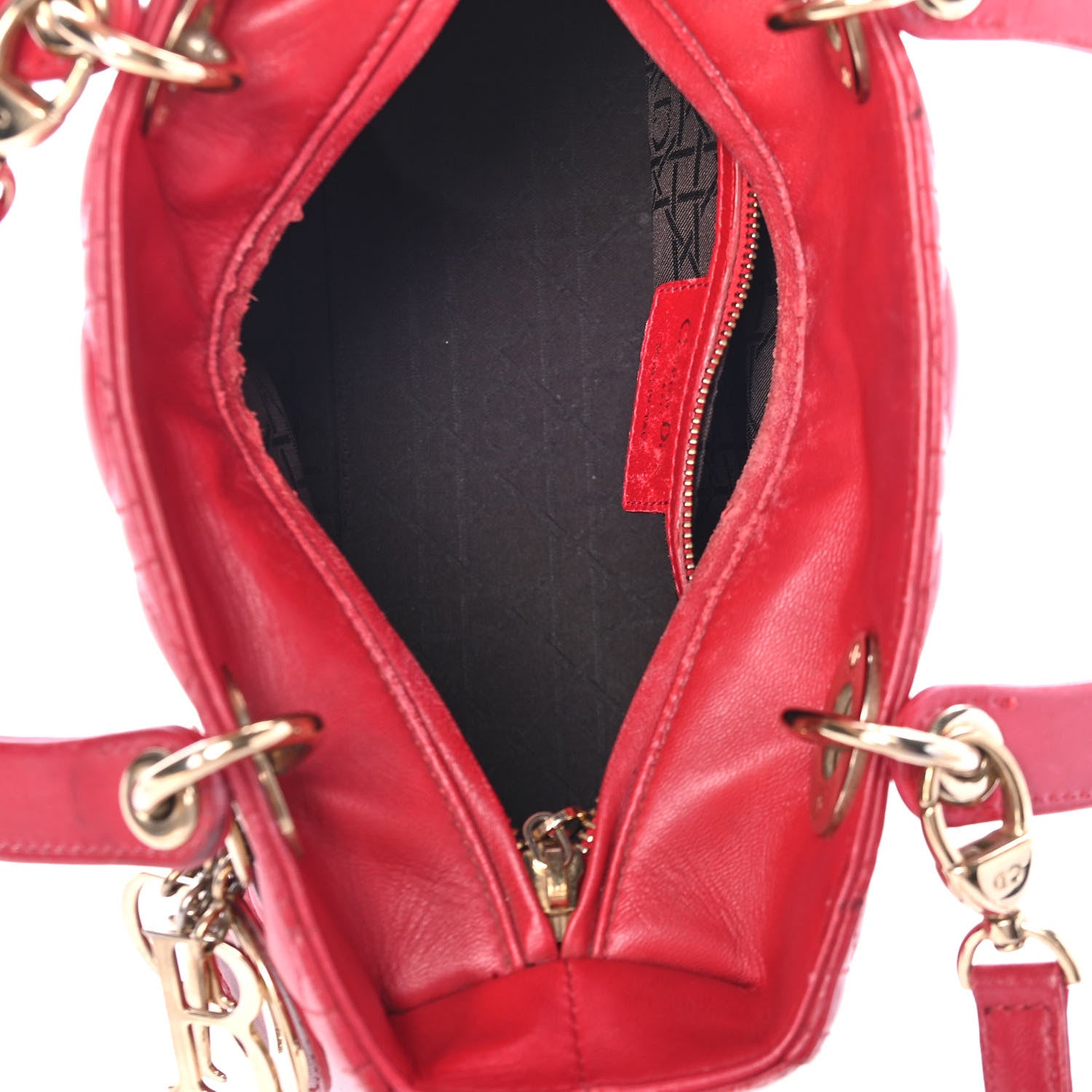 Christian Dior Lambskin Cannage Medium Lady Dior Red 4 of 5