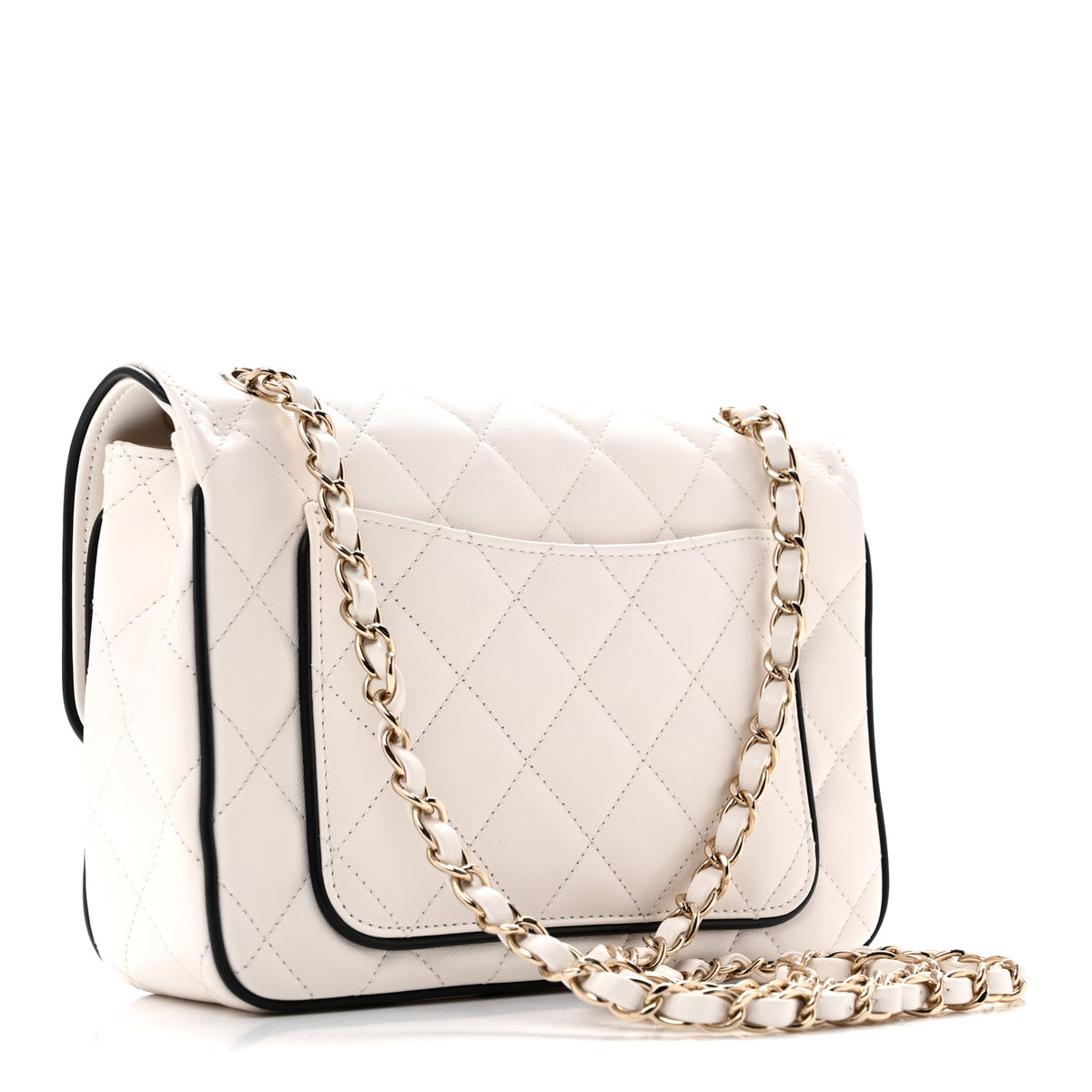 Chanel Lambskin Quilted Resin Graphic Frame Flap Bag White Black 2 of 10