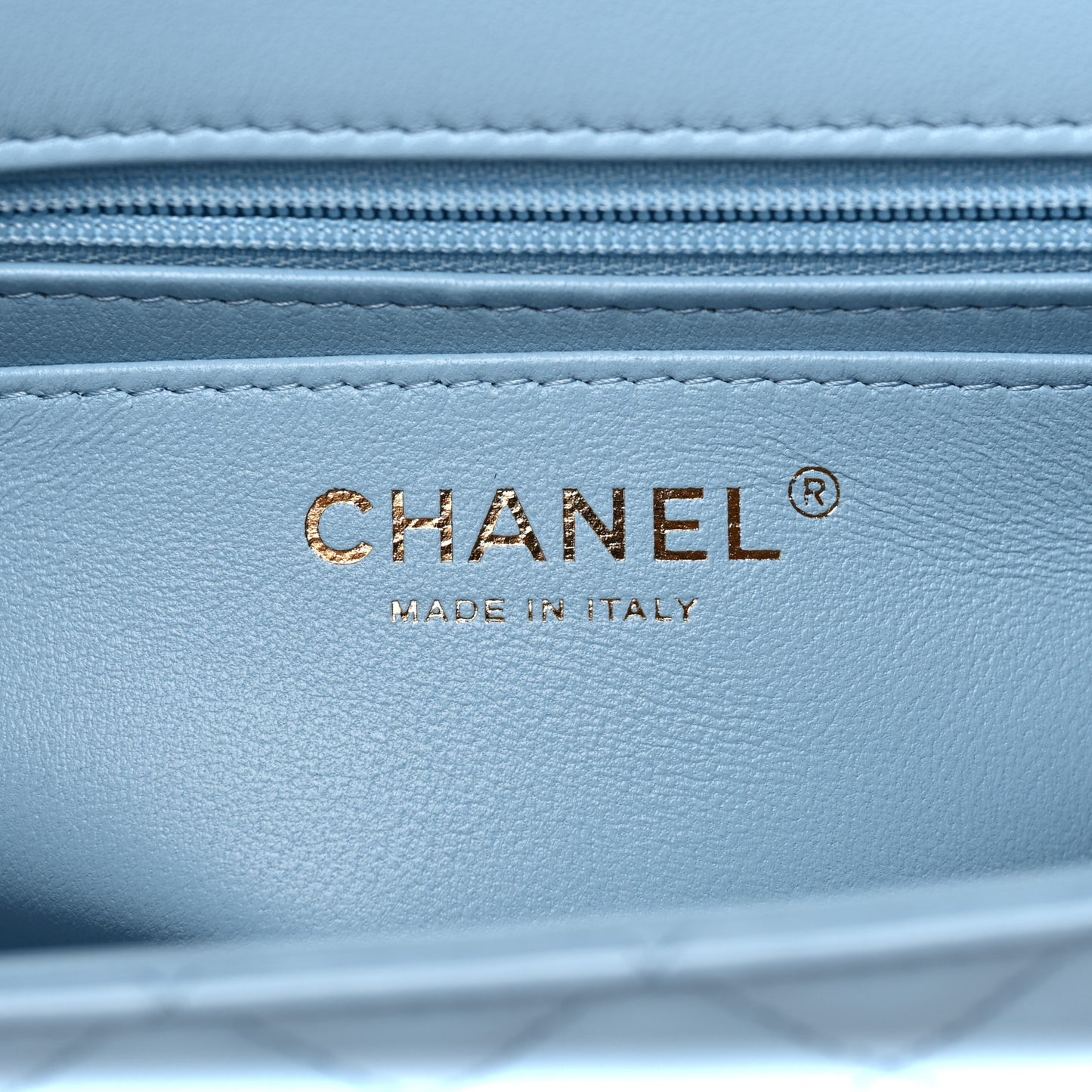 Lambskin Quilted Mini Rectangular Flap Light Blue