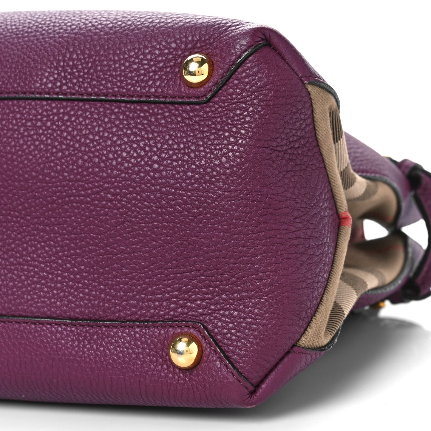 Grainy Calfskin House Check Medium Banner Tote Elderberry