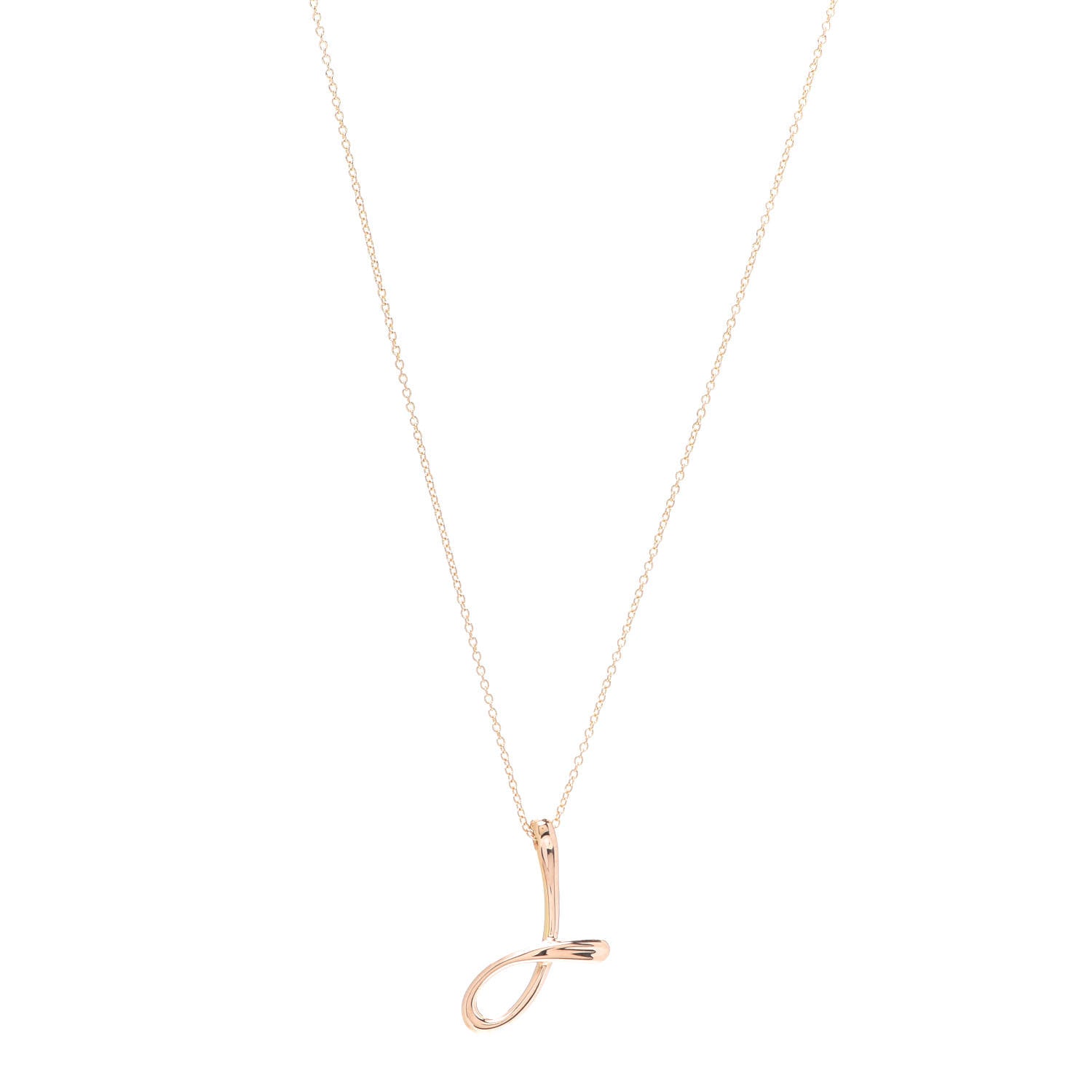 Tiffany 18K Rose Gold Elsa Peretti Letter J Pendant Necklace 1 of 5