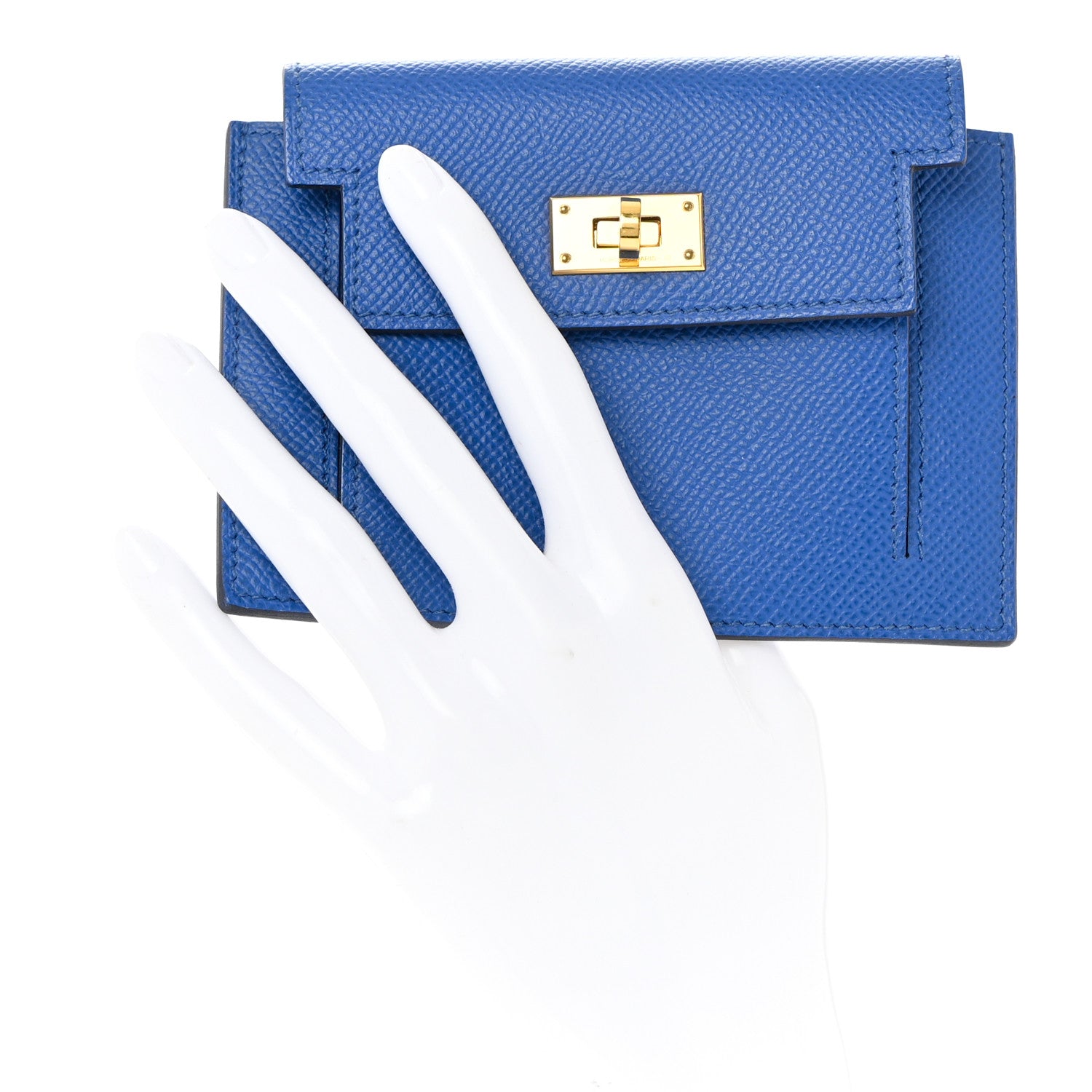Hermes Epsom Kelly Pocket Compact Wallet Bleu Royal 2 of 8