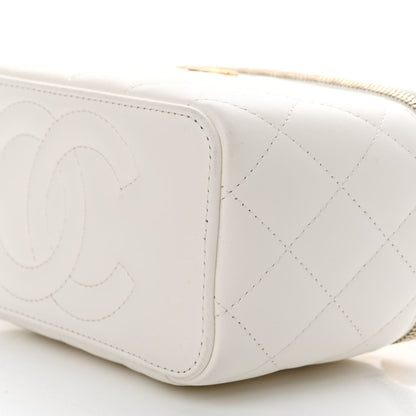Chanel Lambskin Quilted Pearl Crush Small Vanity Case With Chain White 12 of 12