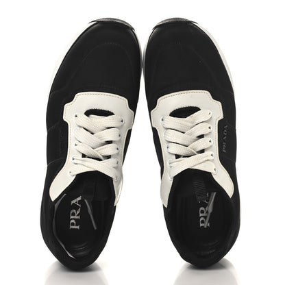 Prada Nylon Trainer Logo Sneakers 36 Black White 2 of 10