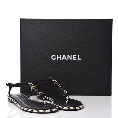 Chanel Grosgrain Chain Thong Sandals 35 Black 9 of 9