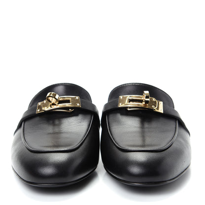 Hermes Goatskin Oz Mules 36 Black 2 of 11