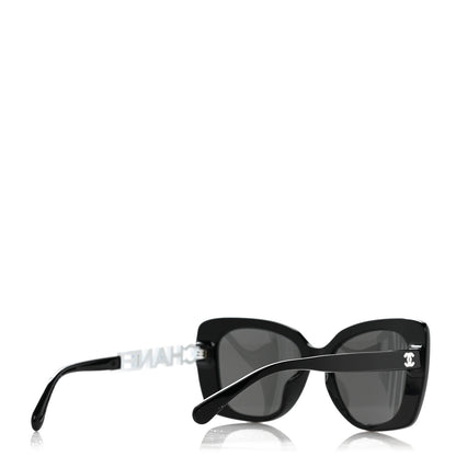 Chanel Acetate Strass Square Sunglasses 5422-B-A Black White 4 of 6