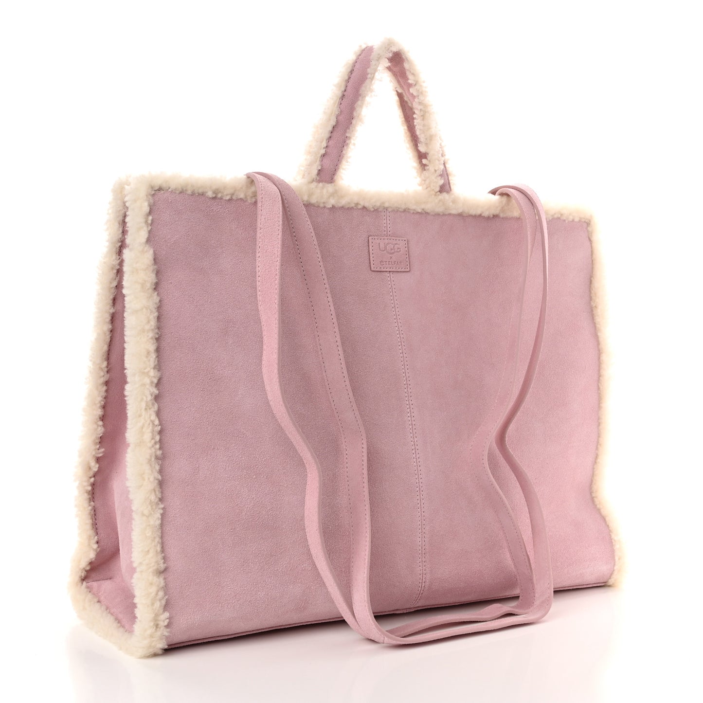 X UGG Suede Shearling Large Shopping Bag Pink