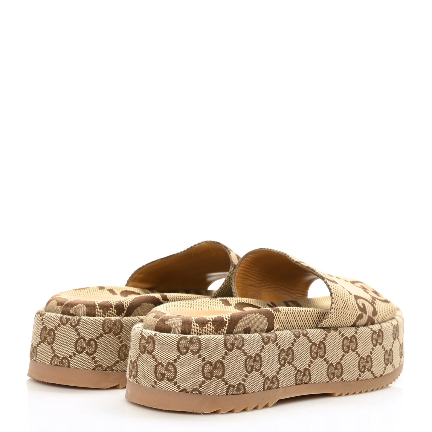Monogram Maxi GG Angelina Platform 55mm Slide Sandals 36 Camel Ebony