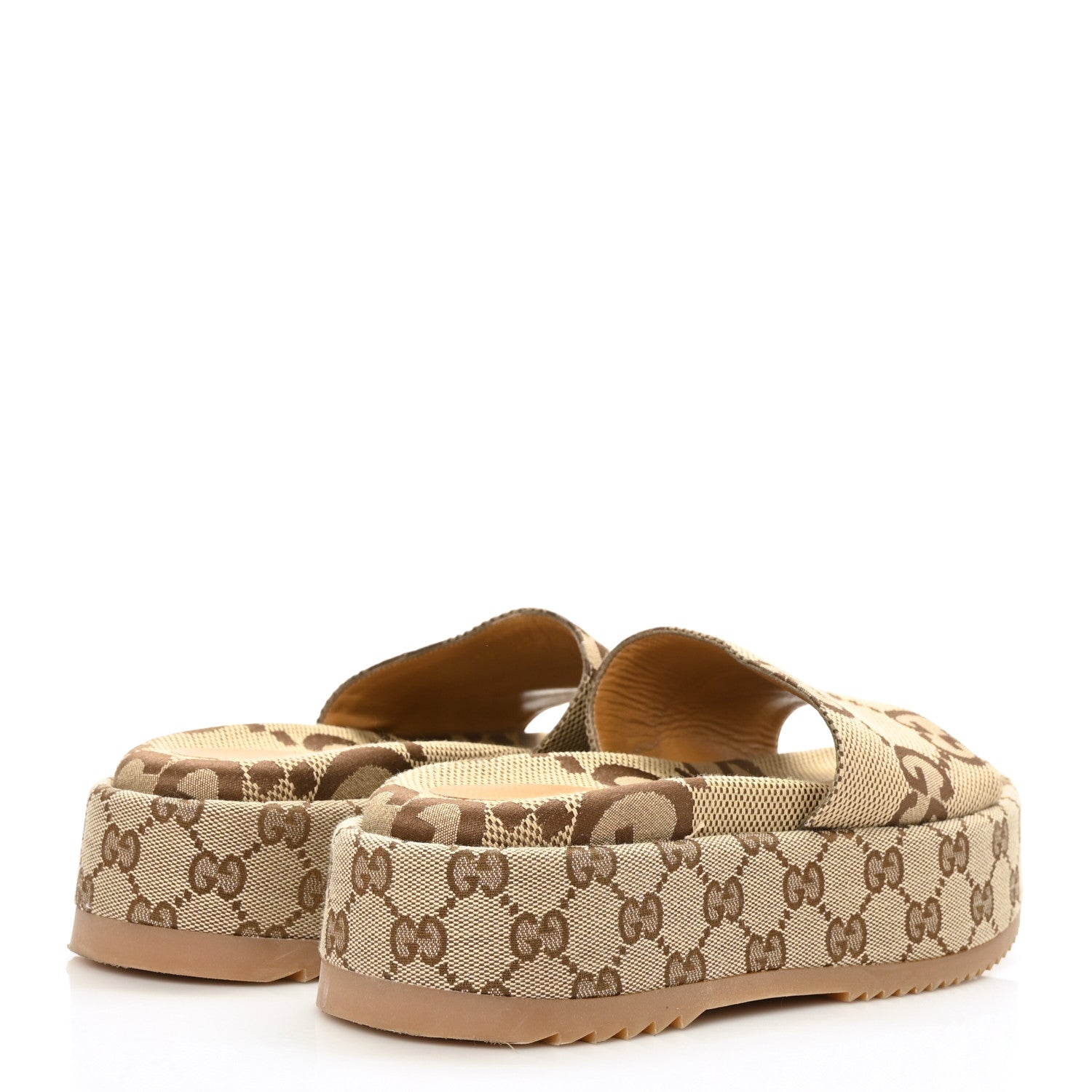 Gucci Monogram Maxi GG Angelina Platform 55mm Slide Sandals 36 Camel Ebony 4 of 9