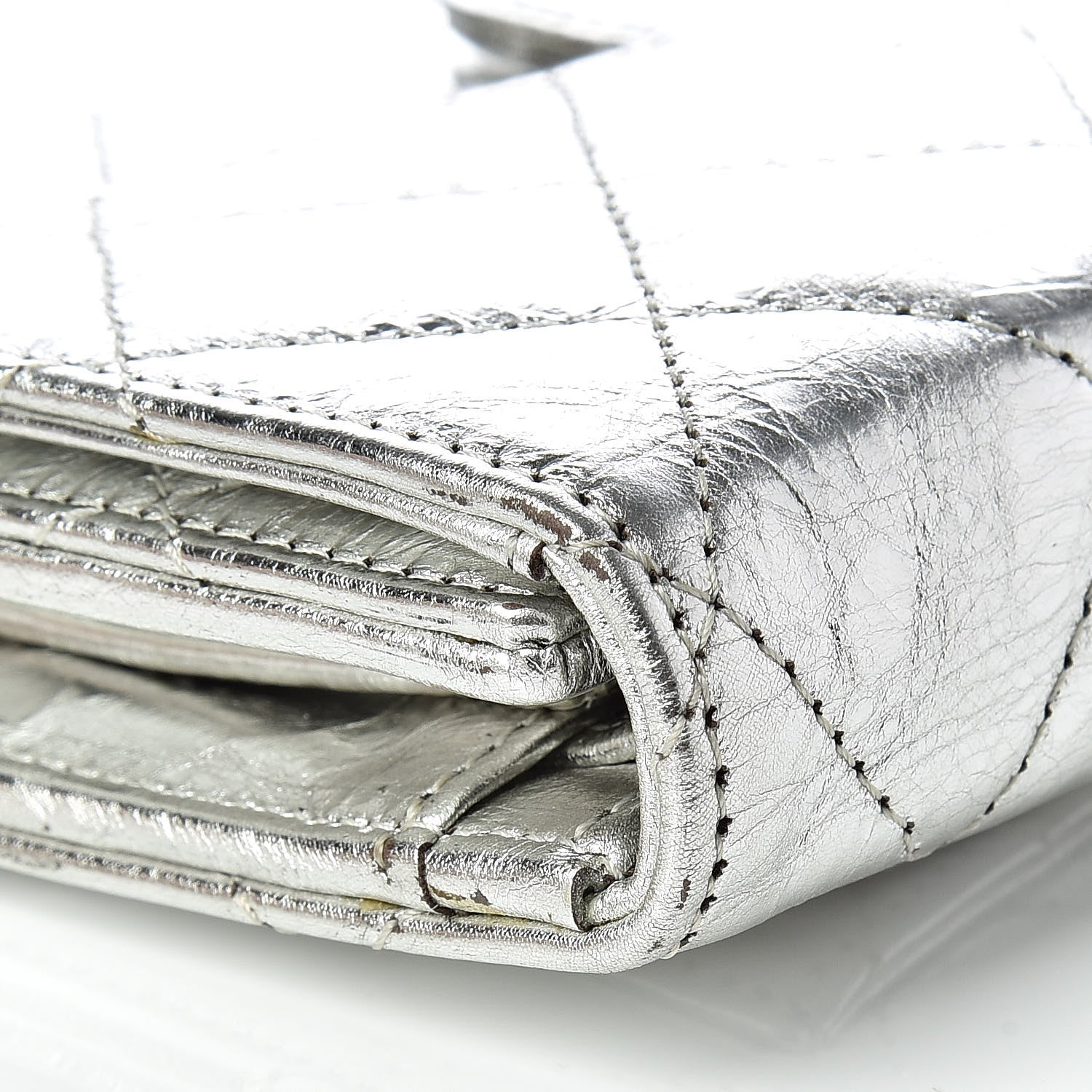 Chanel Metallic Aged Calfskin Quilted Reissue Long Flap Wallet Light Silver 14 of 16
