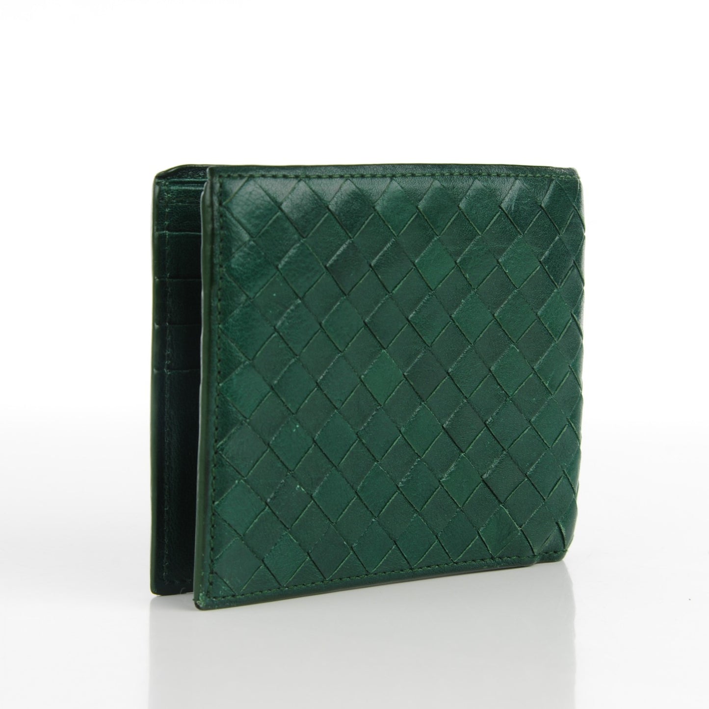Nappa Intrecciato Bi-Fold Wallet Green