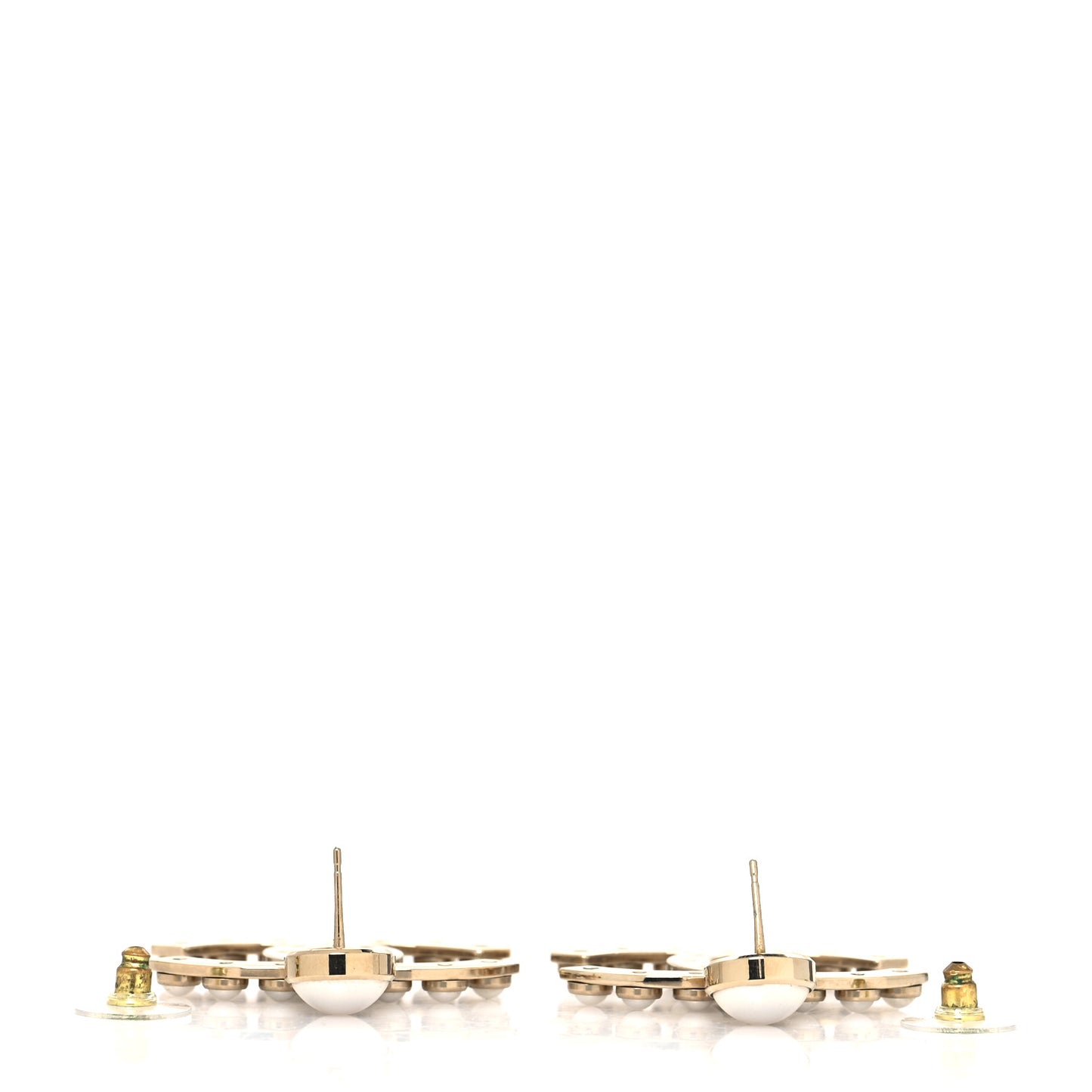 Metal Pearl CC Dangle Earrings Gold