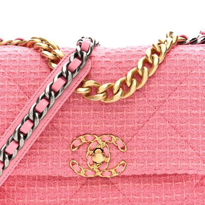 Chanel Metallic Tweed Quilted Medium Chanel 19 Flap Pink 8 of 10