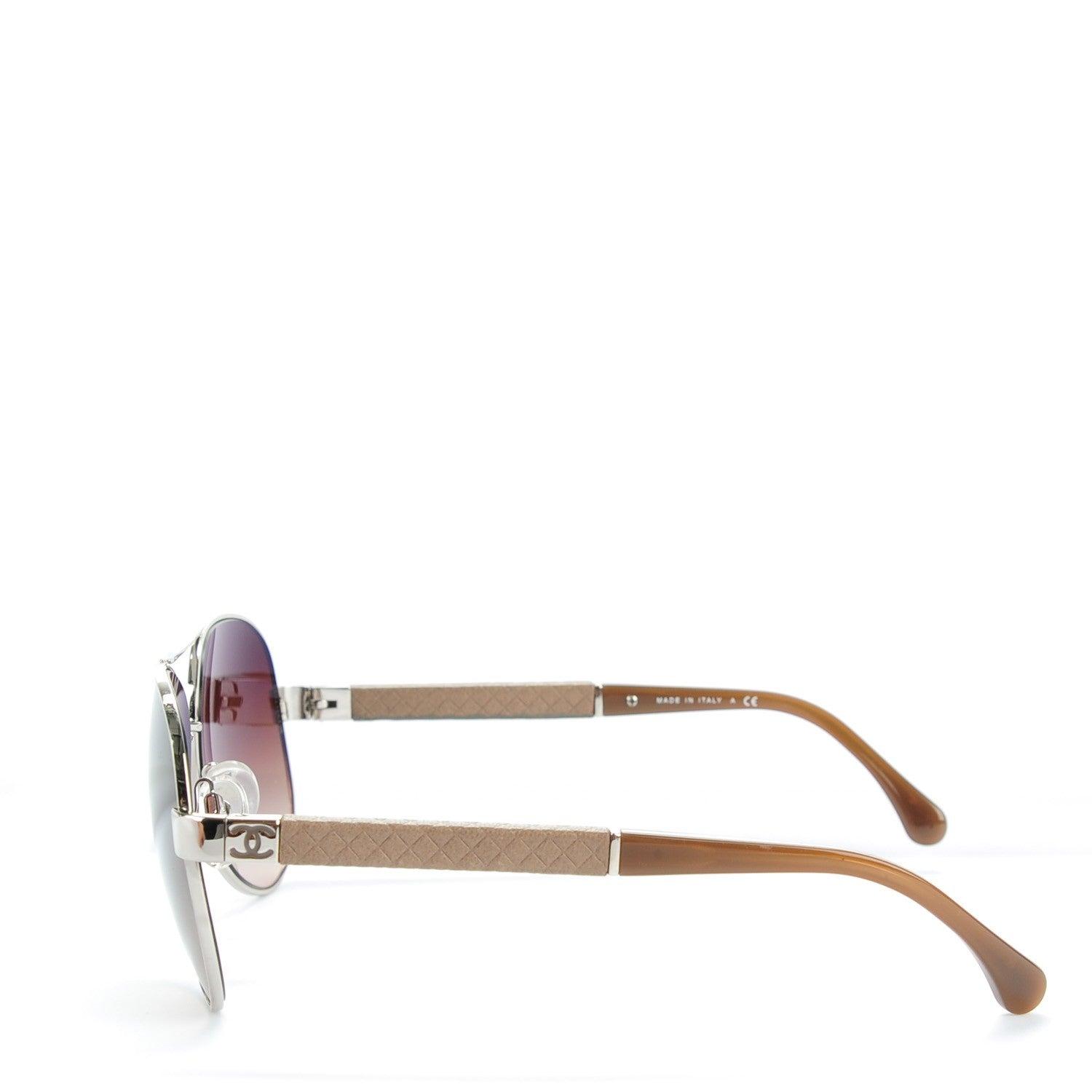 Chanel Lambskin Quilted CC Aviator Sunglasses 4195-Q Silver Taupe 2 of 7