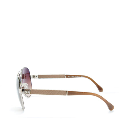 Chanel Lambskin Quilted CC Aviator Sunglasses 4195-Q Silver Taupe 2 of 7