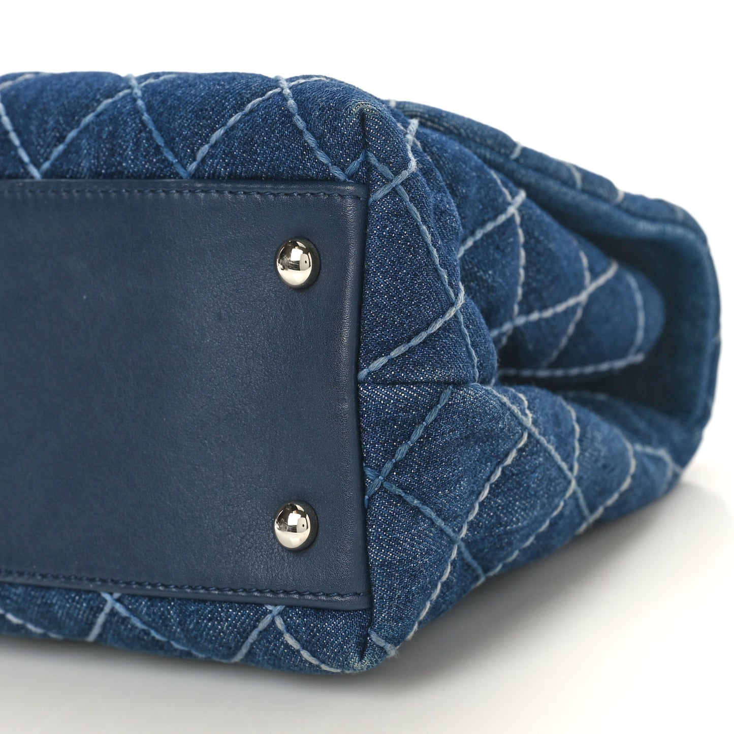 Denim Quilted Small Coco Handle Flap Blue Blue